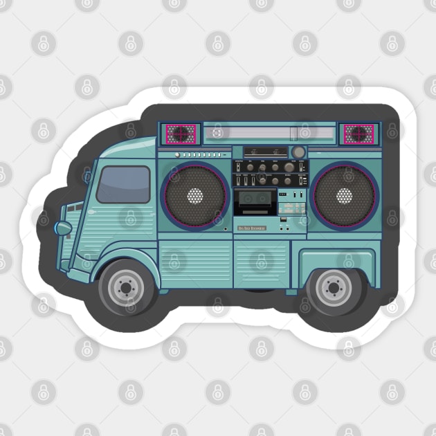 Citroen HY - Boombox Van- Huge Ghettoblaster on a Classic Van Sticker by Boogosh